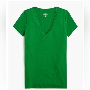New Green J. Crew Vintage cotton slub V-Neck Tee sz L
